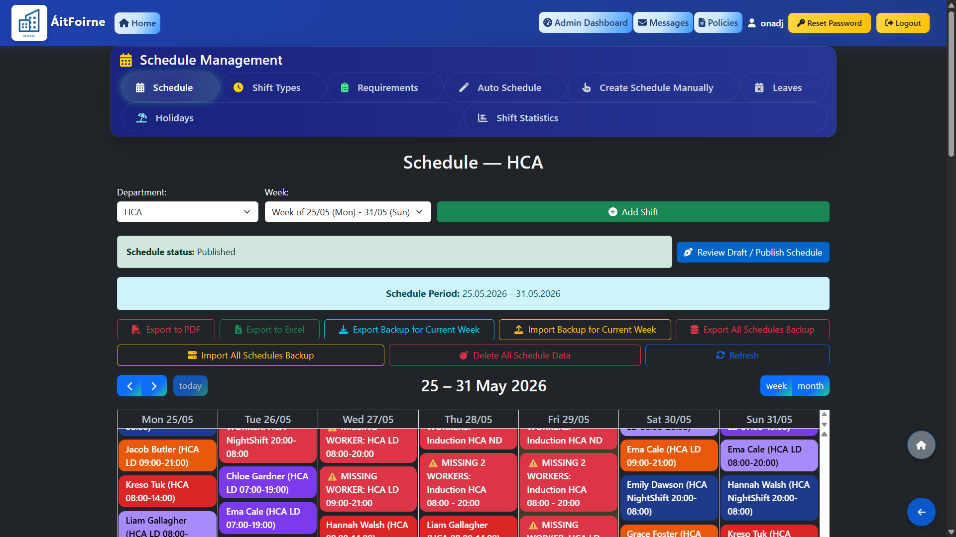 Navigate to Schedule
