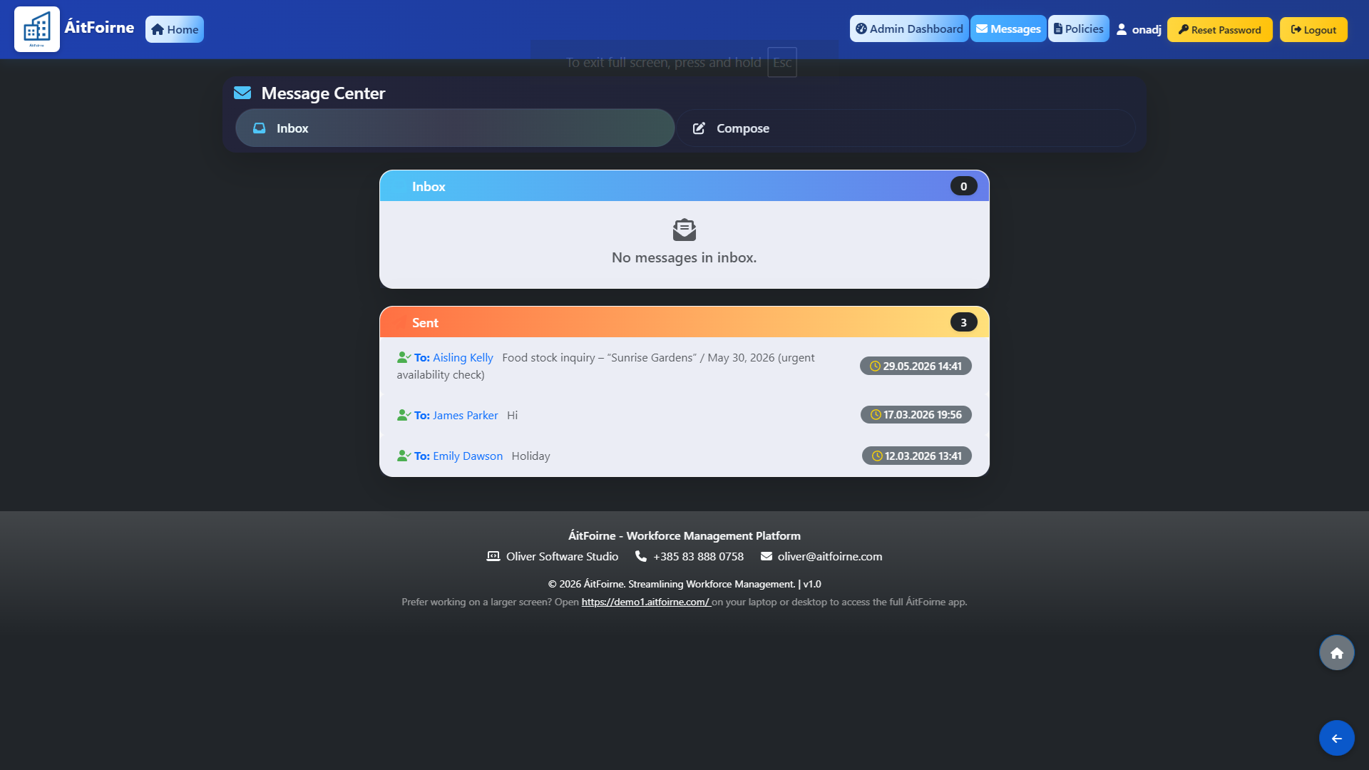Opening the Message Center