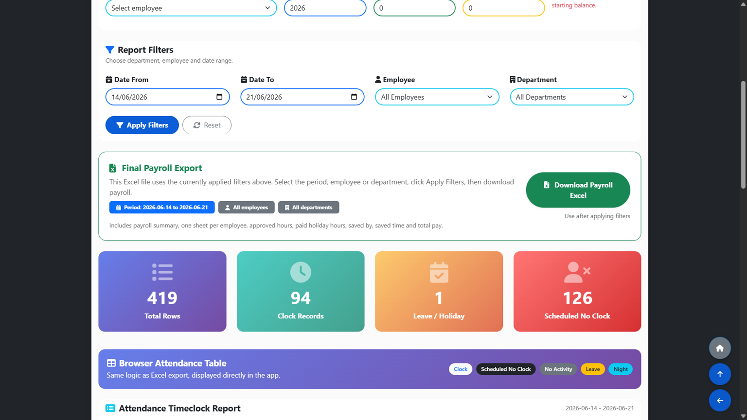 Select the payroll period