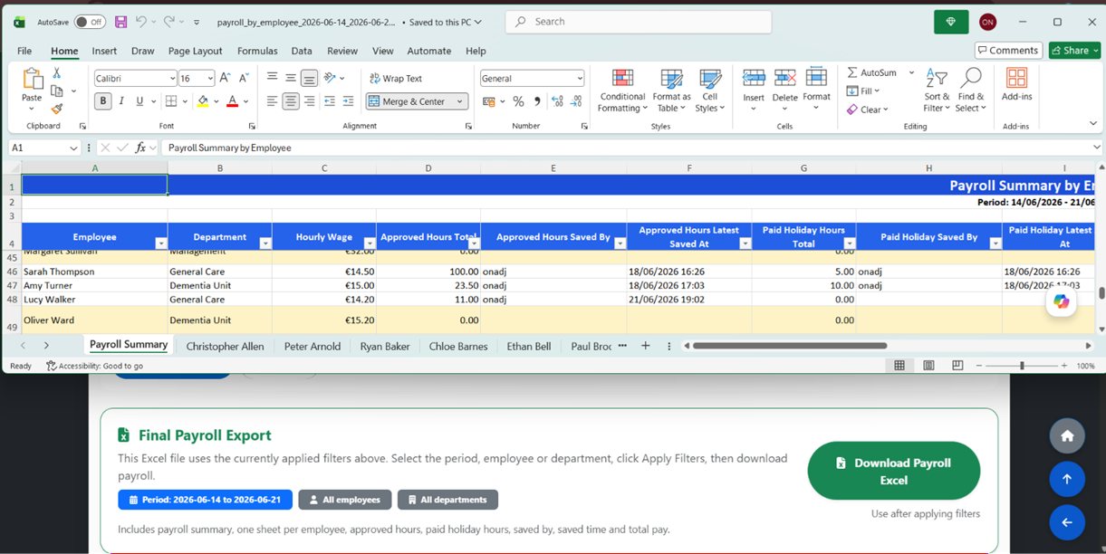Download the Final Payroll Export