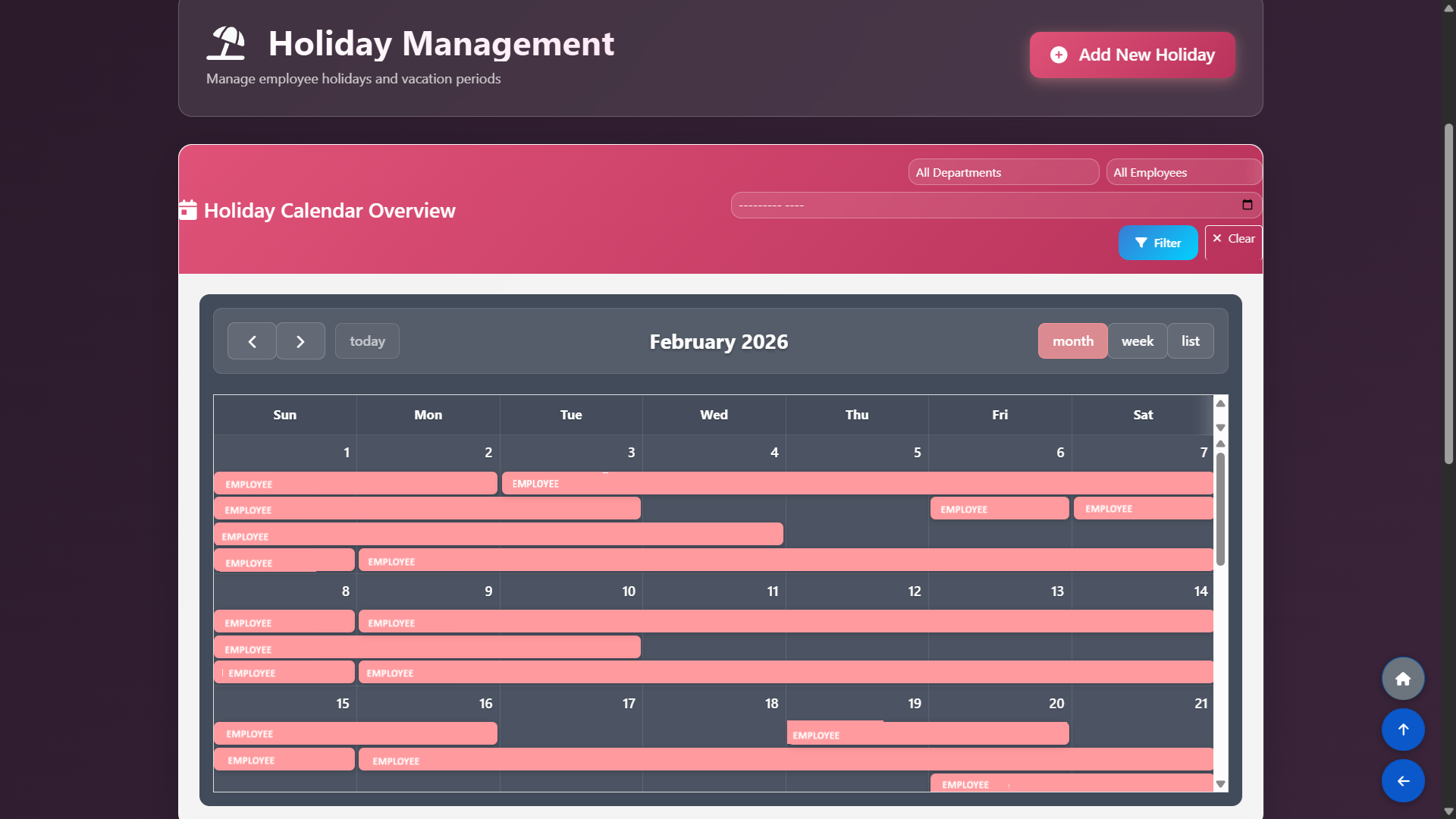 Holiday management