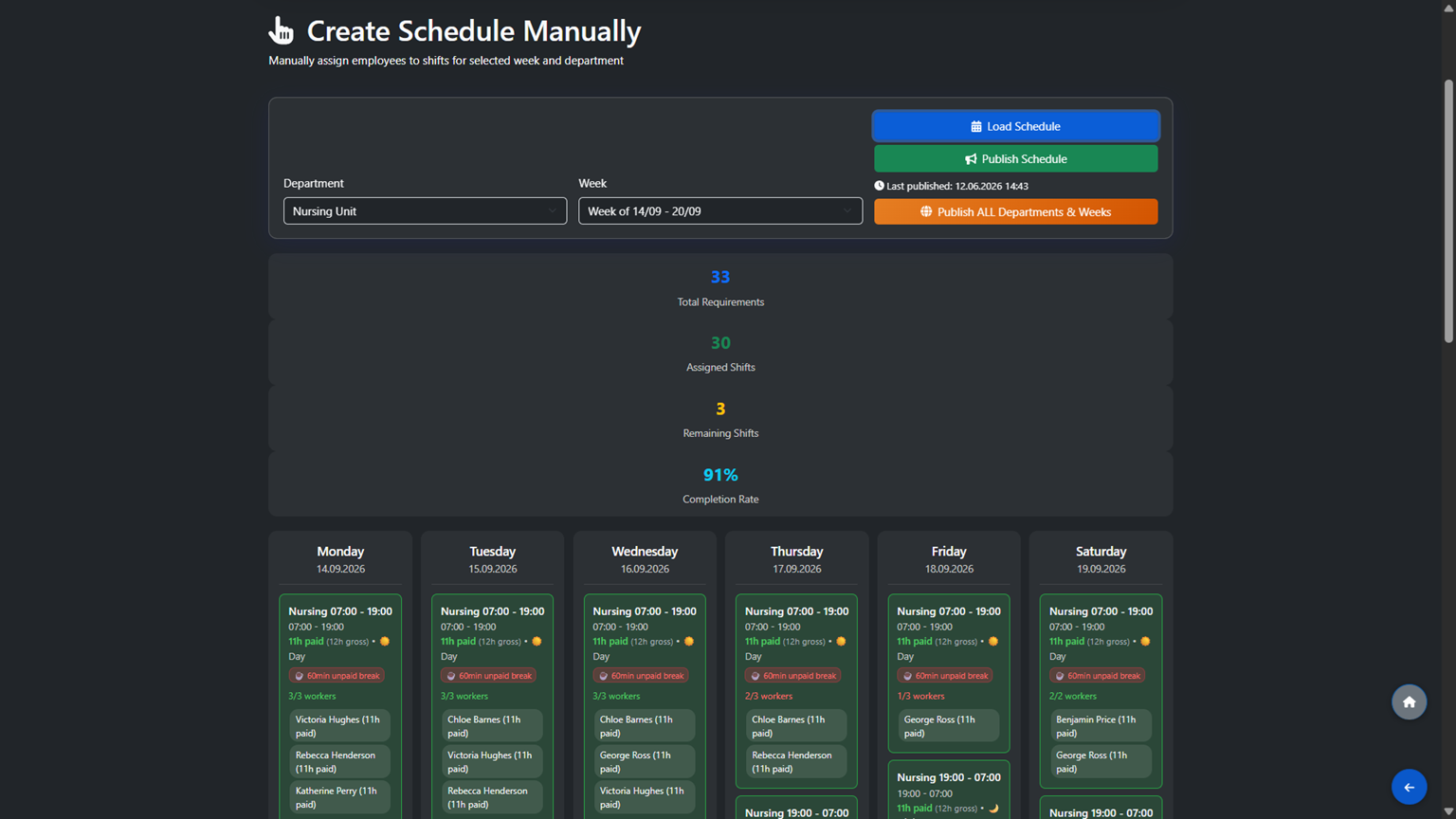 Manual Schedule Generation