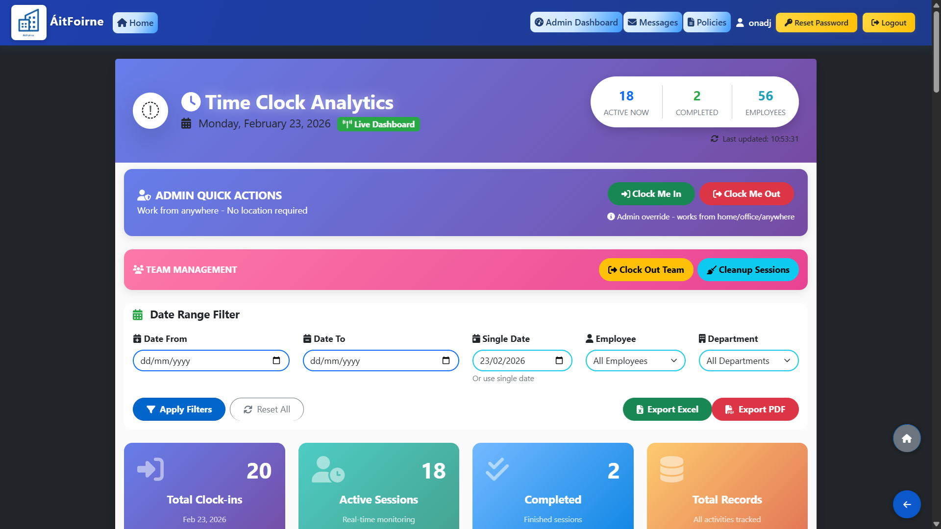 Live Time Clock Dashboard